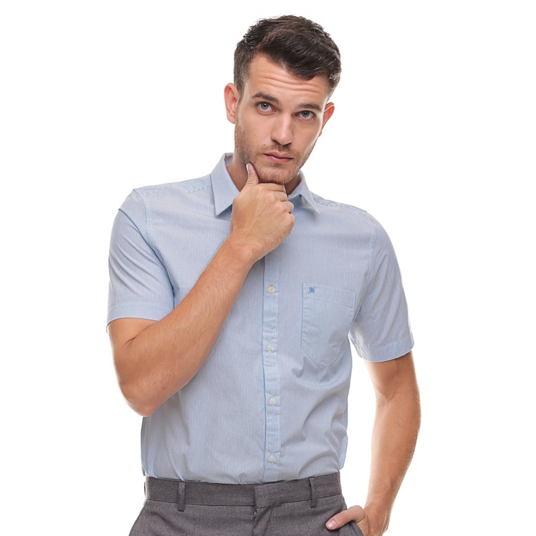 Johnwin - Kemeja Formal - Kemeja Pria - Kemeja Lengan Pendek - Slim Fit - Soft Blue - FSH.650.K380.6