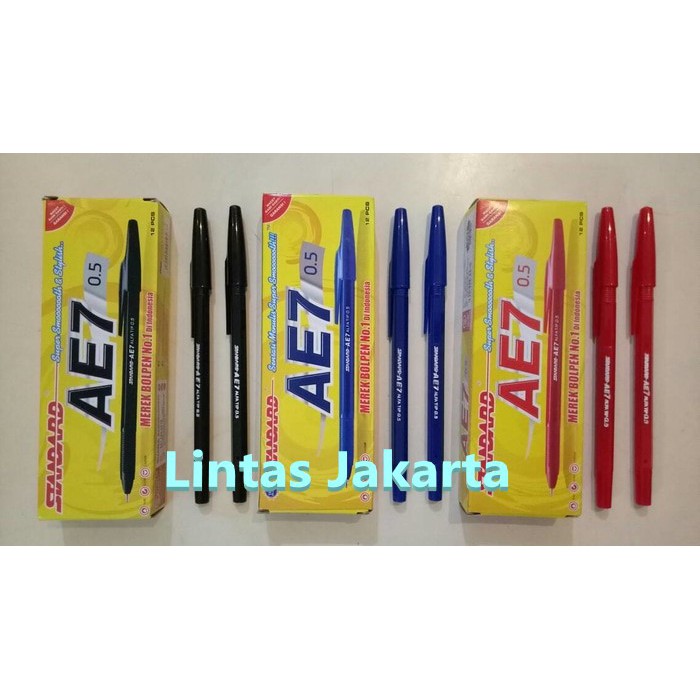 Ballpoint / Pulpen / Pen Merk Standard AE 7 (12 buah)