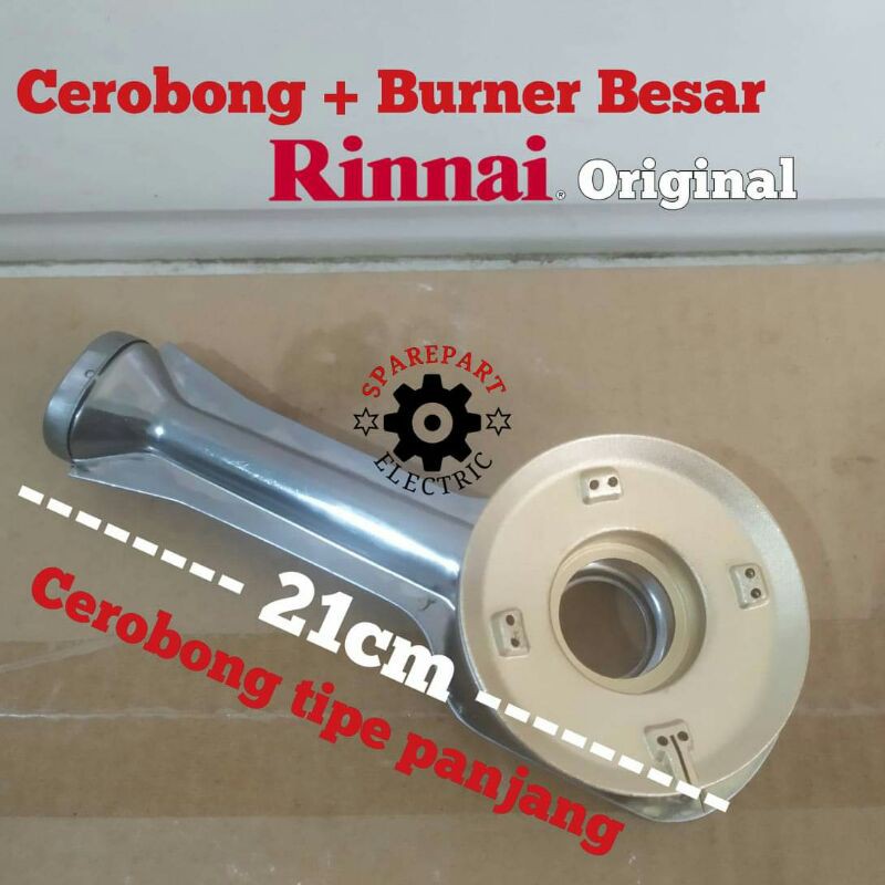 CORONG PANJANG + BURNER BESAR ORIGINAL KOMPOR GAS RINNAI 712A 602 522 A