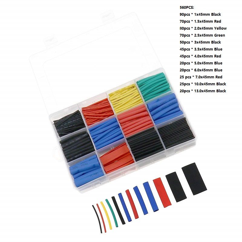 560PCS Heat Shrink Tube/Isolasi Bakar Kabel/Selang Bakar Kabel Warna Warni/Heat Shrink Tubing Kit