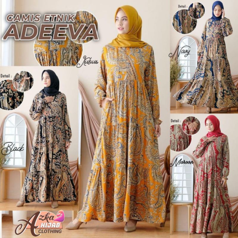 ADEEVA BAJU GAMIS TERBARU 2025 / HOME DRESS GAMIS ETNIK / DRESS GAMIS BATIK / GAMIS SIMPLE ELEGAN / 