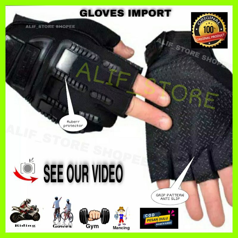 GLOVE GEL ANTI SELIP PREMIUM IMPORT SARUNG TANGAN MOTOR SEPEDA GOWES MTB MUNCAK GYM FITNESS