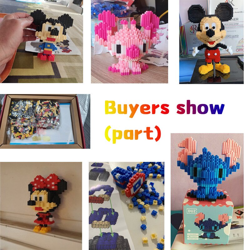 Mainan Balok Bangunan Mini Bahan Plastik Model Kartun Mickey Minnie Donald Duck Untuk Anak