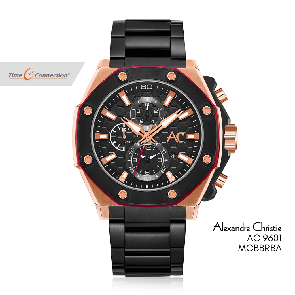Alexandre Christie AC 9601 MCBBRBA Hitam Rosegold Original / Jam Tangan Pria Rantai / AC Collection 