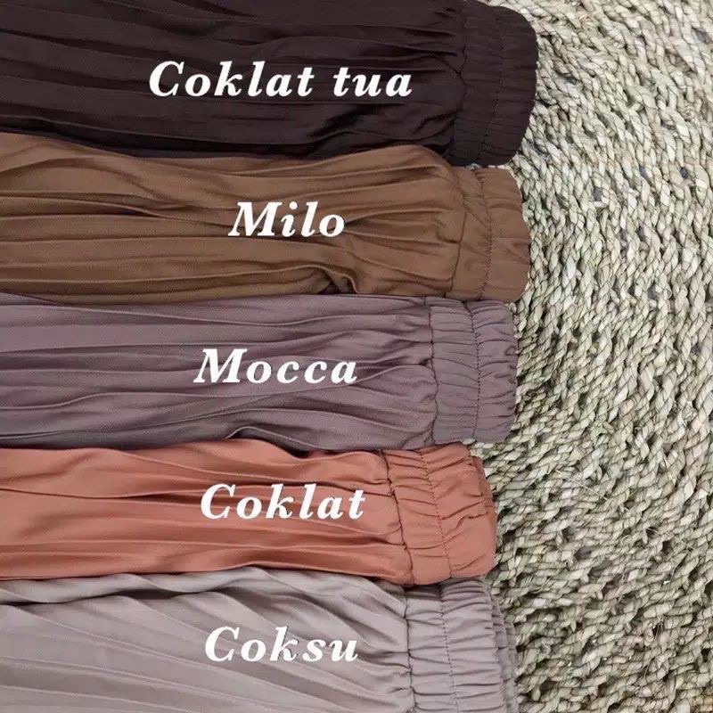 Rok plisket premium polos warna