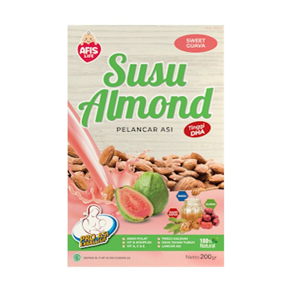 Afis Life Susu Almond Milk Sweet Guava Jambu Biji Pelancar Asi Booster 200g