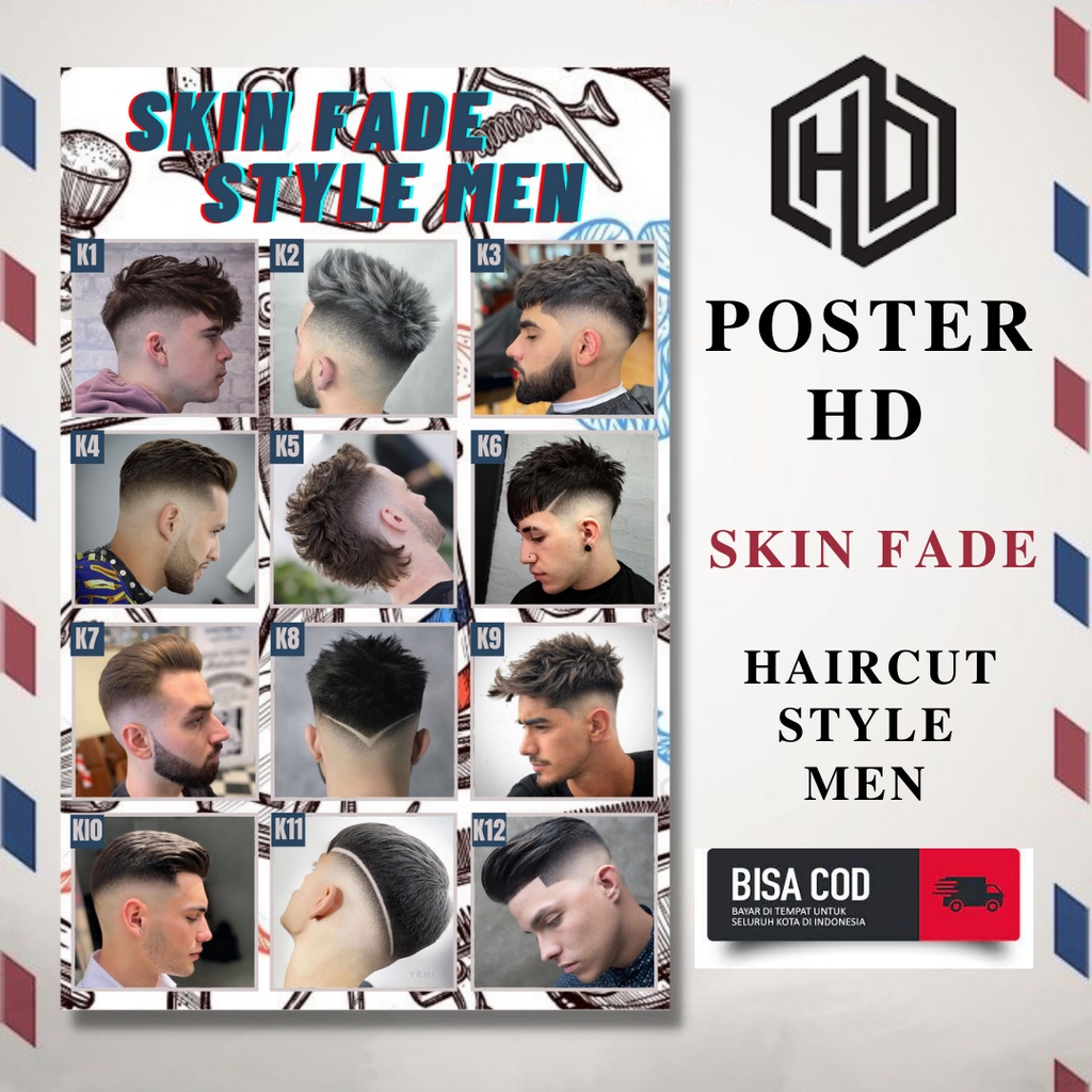 POSTER HD - poster pangkas rambut Skin fade- poster pangkas rambut terbaru ANAK MUDA - poster barber