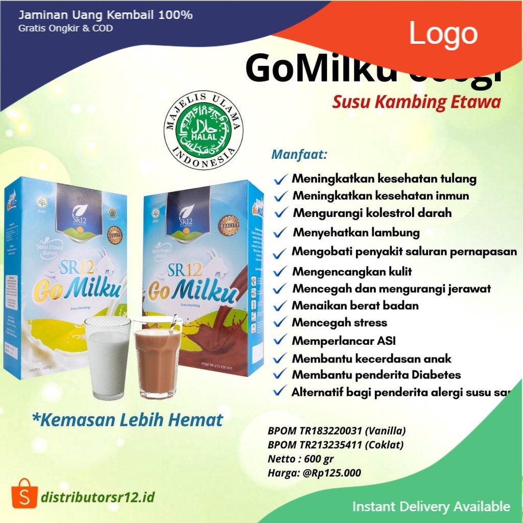

Susu Gomilku SR12 Susu Kambing Etawa Bubuk Kualitas Premium Kemasan Hemat 600 gram