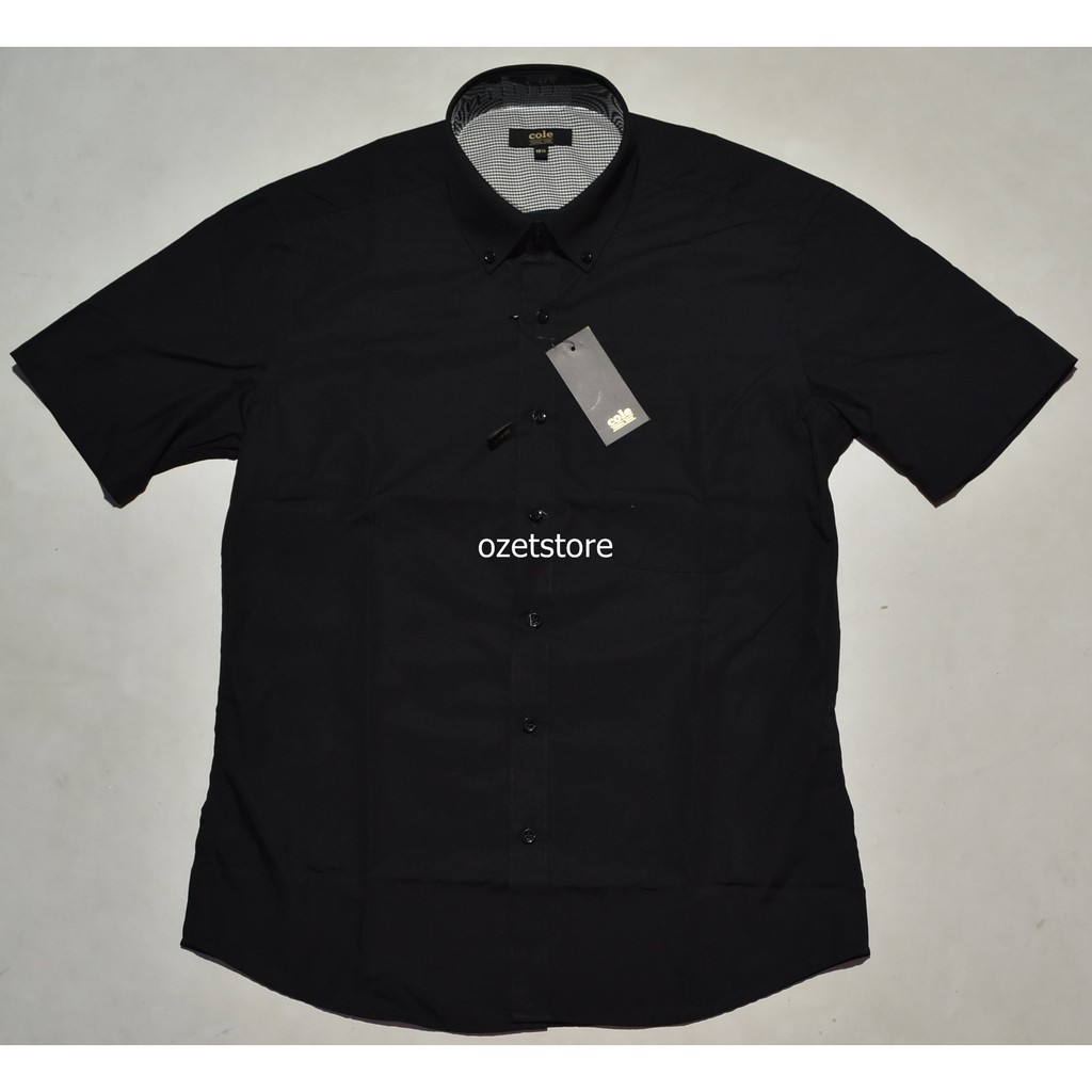 COLE Kemeja Pria Casual Lengan Pendek Hitam Slimfit CF08 ORIGINAL