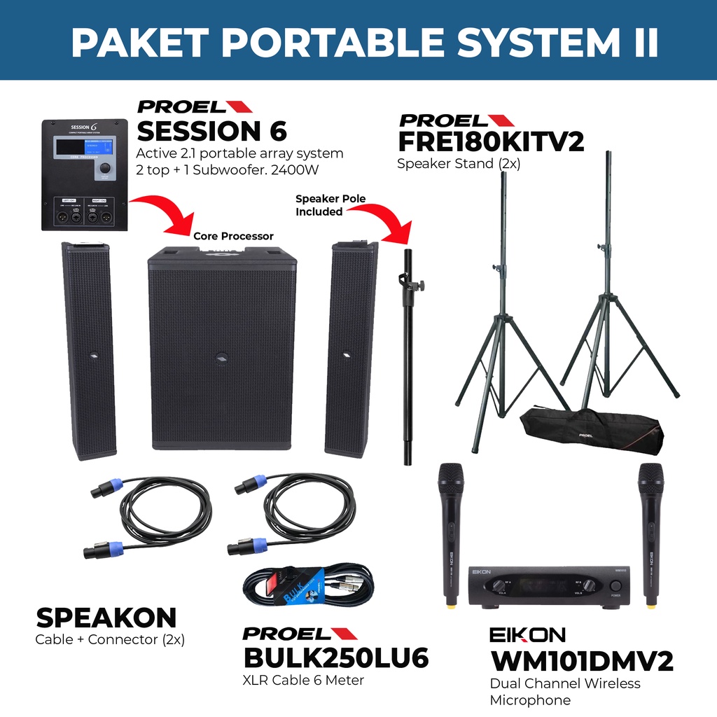 Paket Portable Speaker System - Proel Session 6 - Eikon WM101DMV2