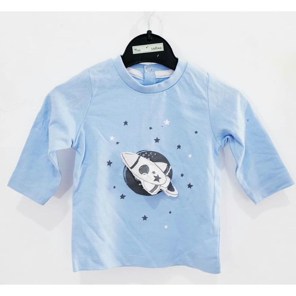 Kaos Anak Bayi Lengan Panjang Biru Roket