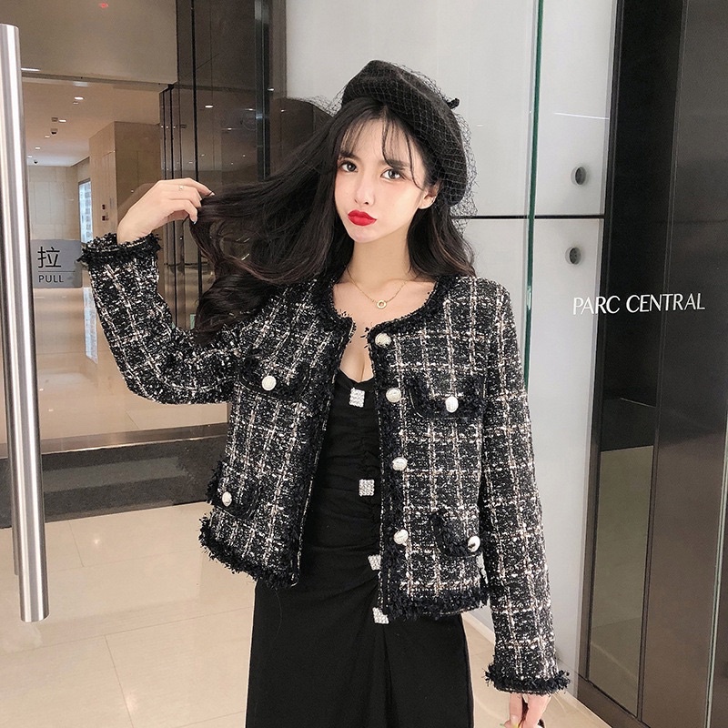 Tweed coat wanita jacket import korean style autumn premium Lara