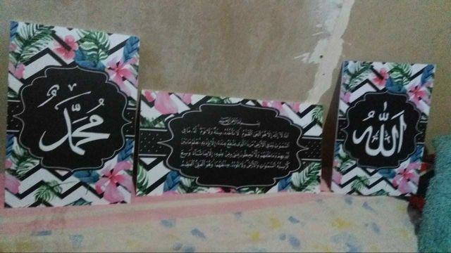 Wooden Projects Pajangan Dinding Rumah Allah Muhammad Ayat Kursi Shabby Black Zigzag - Lpz