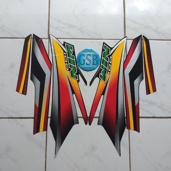 stiker striping motor honda win 100 2004 hitam-silver