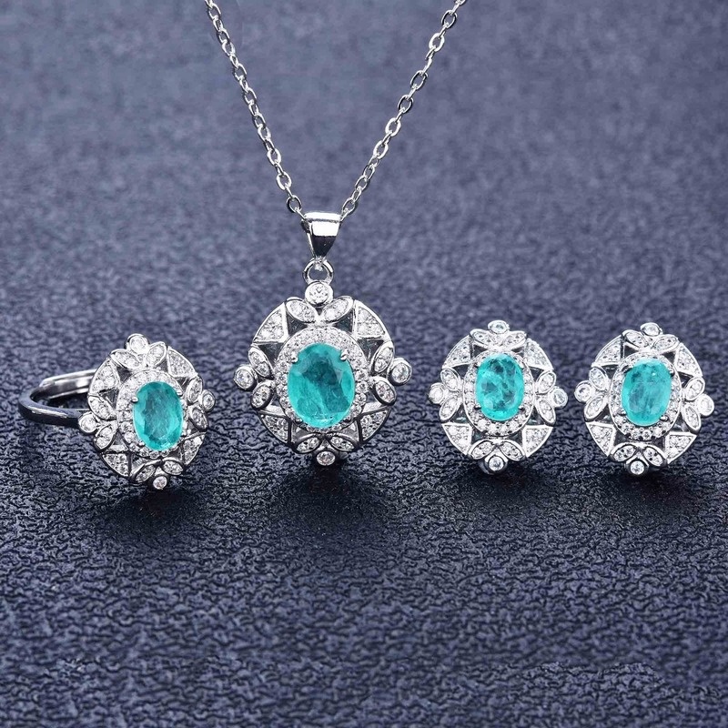 Luxury Jewelry Green Moissanite Jewelry Set