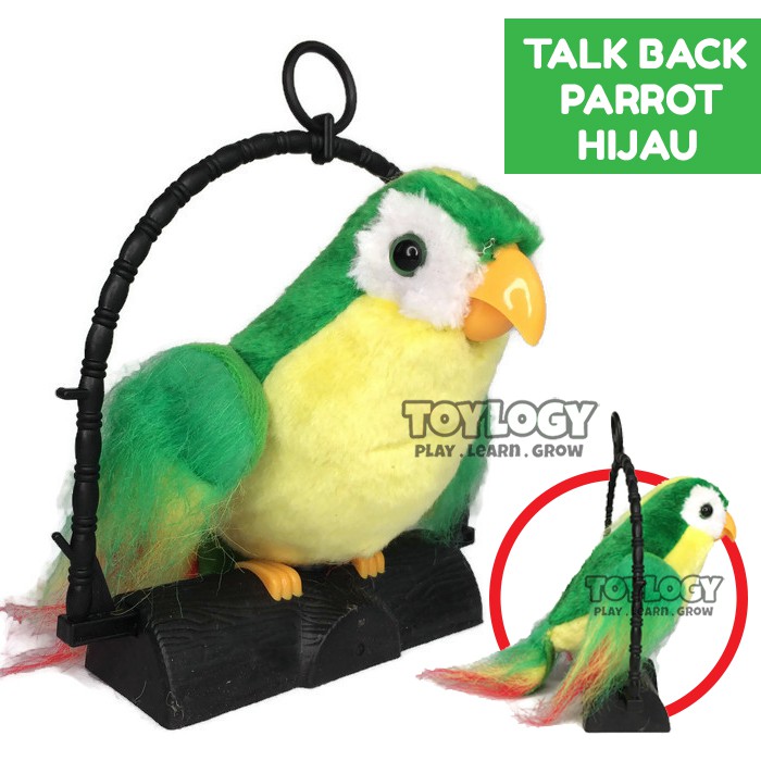 Mainan Anak Lucu Talking Talk Back Parrot Boneka Burung Beo Peniru