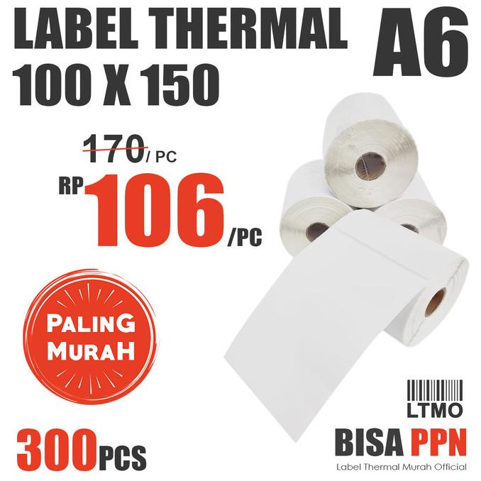 

SALE Label Barcode MURAH 100 x 150 A6 kertas stiker thermal 300 pcs