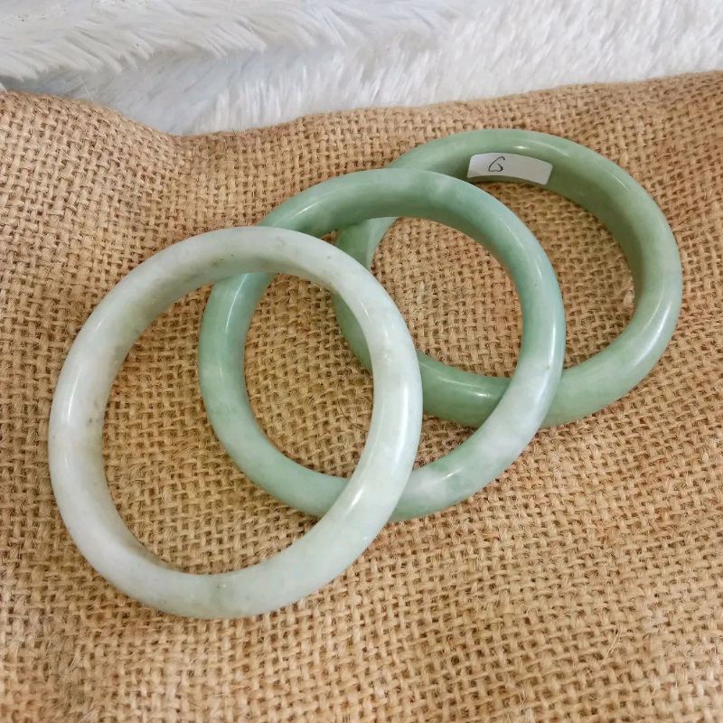 Gelang Batu Giok Birma Natural Pipih