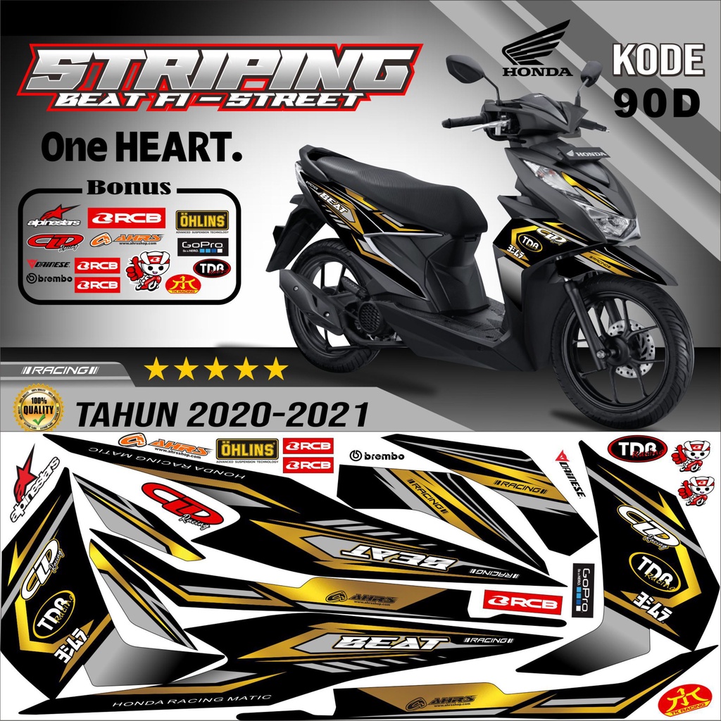 Striping Beat New 2020-2023 Stiker Lis Beat New Variasi kode 90