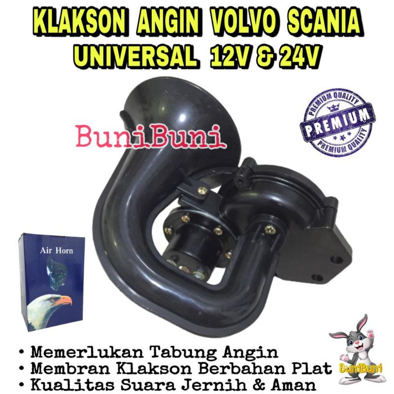 Klakson Angin Terompet Keong Model Volvo Scania Komplit Otomatis Untuk Mobil 12 Volt &amp; Truk 24 Volt High Quality