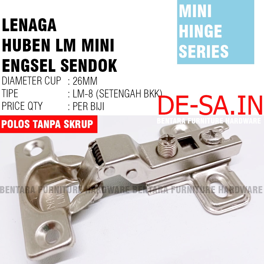 LENAGA BY HUBEN EK SERIES - ENGSEL SENDOK SLOW MOTION HINGE EK-0 EK-8 EK-16 LURUS SETENGAH FULL BUNGKUK INSET HALF FULL OVERLAY