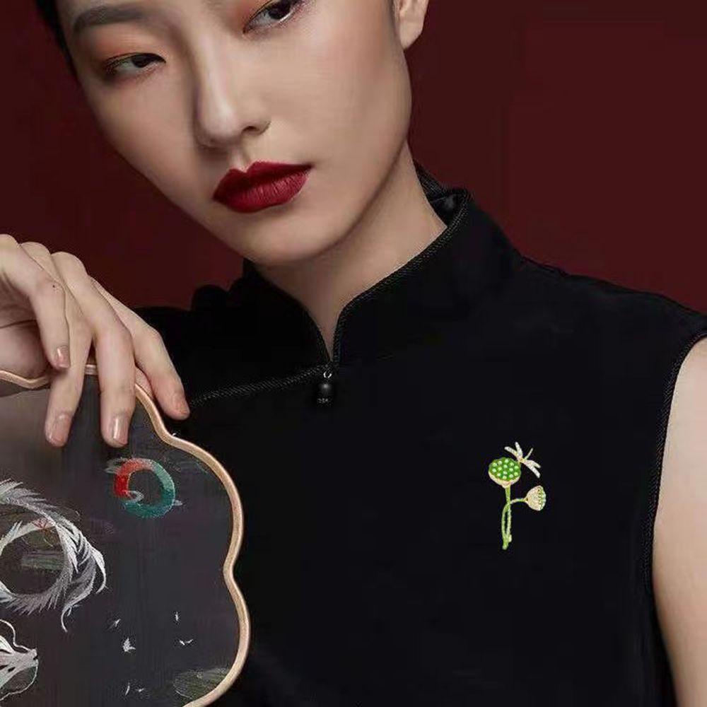 Needway Berlian Bros Unik Retro Bunga Setelan Aksesoris Kreatif Lotus Pod Kemeja Kerah Pin Wanita Lencana