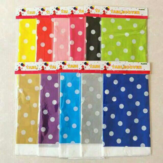 Taplak Meja  Plastik  Polkadot Plastic Table Cover 