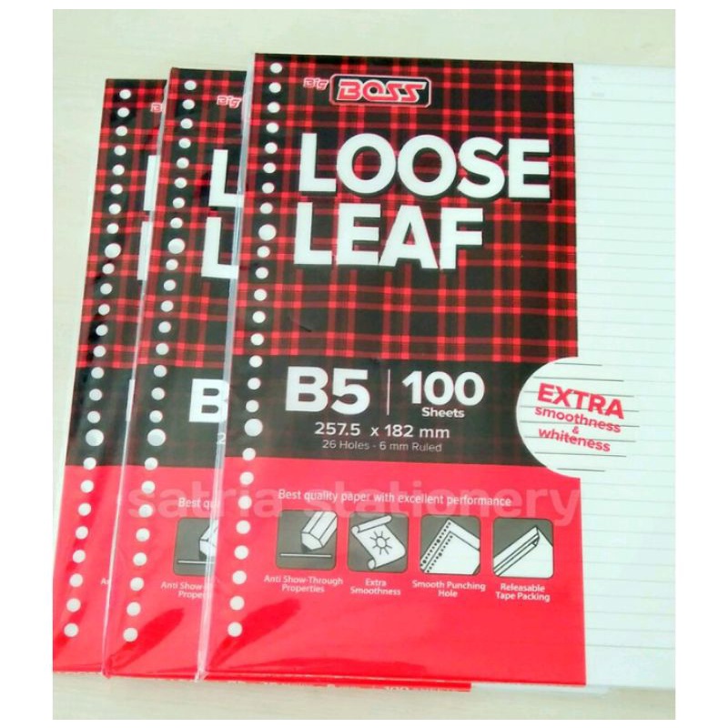 Jual [PAK] LOOSE LEAF GARIS B5 ISI 100 LEMBAR BIG BOSS ISI BINDER B5 ...