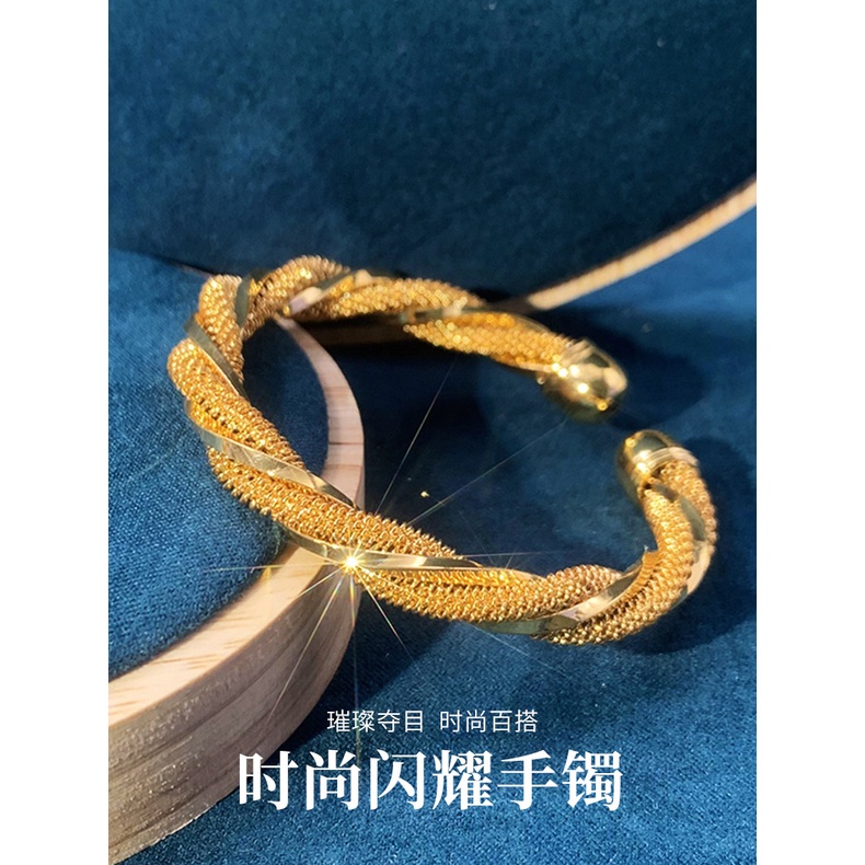 Perhiasan Gelang Tangan Lapis Emas Emas Asli Kadar 375 Desain Geometri Hollow Simple Adjustable Untuk Wanita