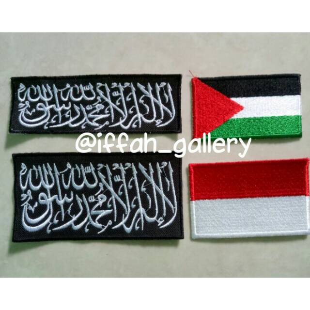 EMBLEM BORDIR INDONESIA/ EMBLEM BORDIR PALESTINA/ EMBLEM BORDIR TAUHID