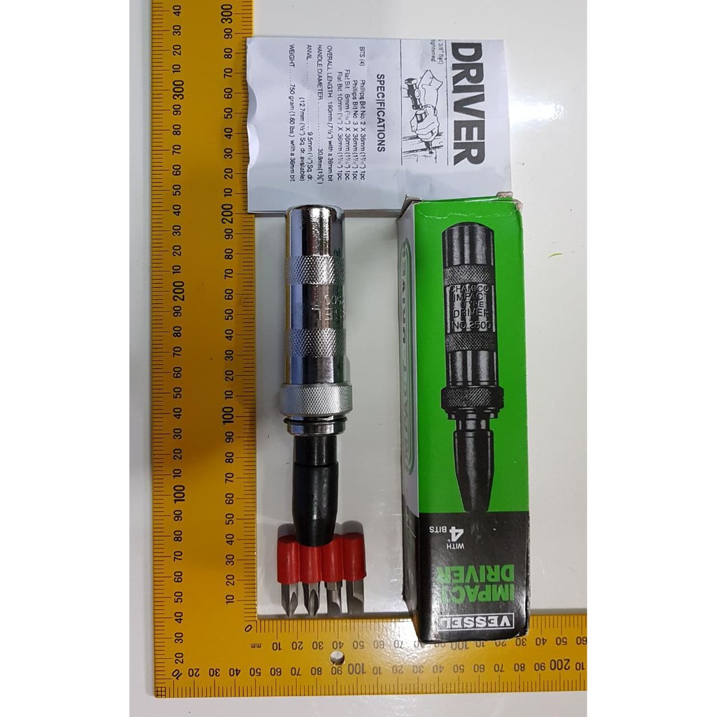 Vessel Obeng Ketok Impact Driver Set 4 Pcs Bits