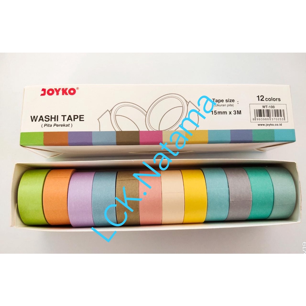 JOYKO Washi Tape WT-100 Size 15mmx3m colour isolasi warna isolasi berwarna manja imut lucu lembut soft pastel