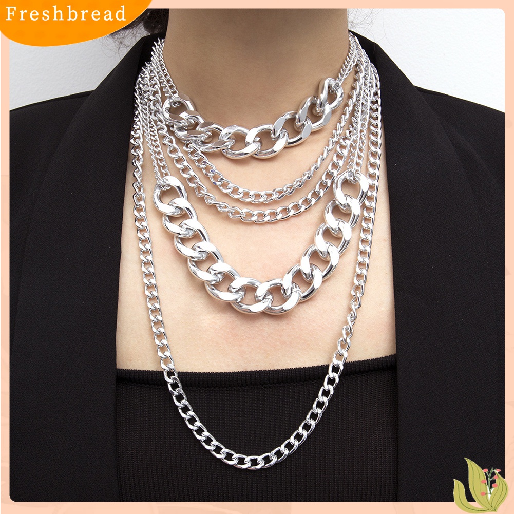 Fresh| Kalung Rantai Multilayer Gaya Punk Rock Hip hop Untuk Wanita