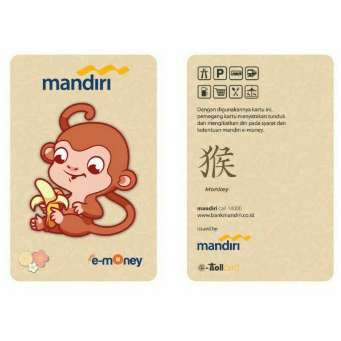 eMoney Mandiri Shio MONYET (Monkey) ORI /Like eTOLL Tapcash Flazz or Brizzi