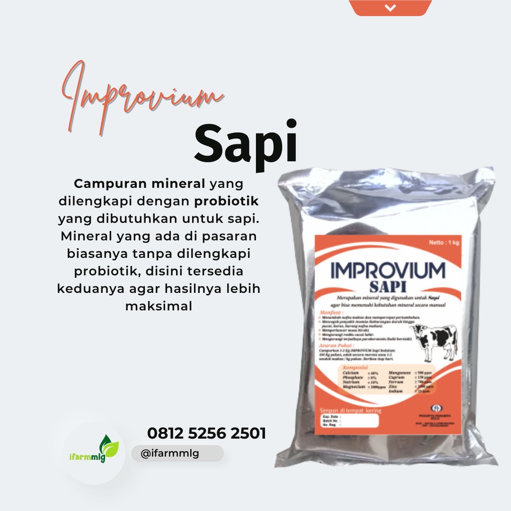 Improvium Sapi 1 Kg – Mineral Sapi 1 Kg – Mineral Pemercepat Penggemuk Sapi