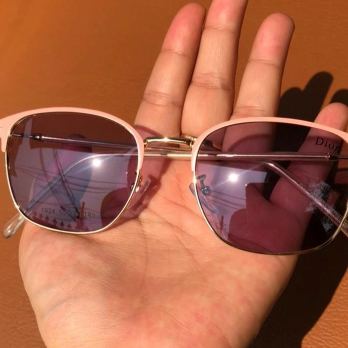 Kacamata photocromic wanita trendy kotak pink gold frame 1924
