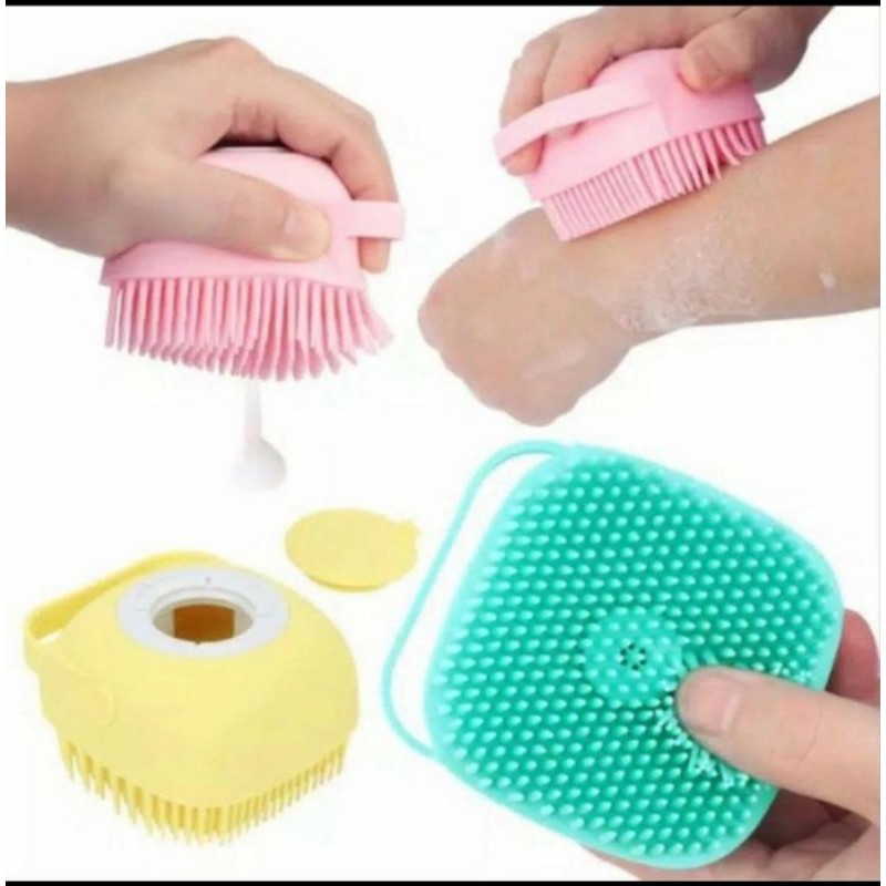 sikat badan silikon dispenser shower brush silicone