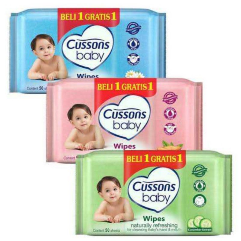 CUSSONS BABY WIPES 50'S NATURALLY '50 BELI 1 GRATIS 1