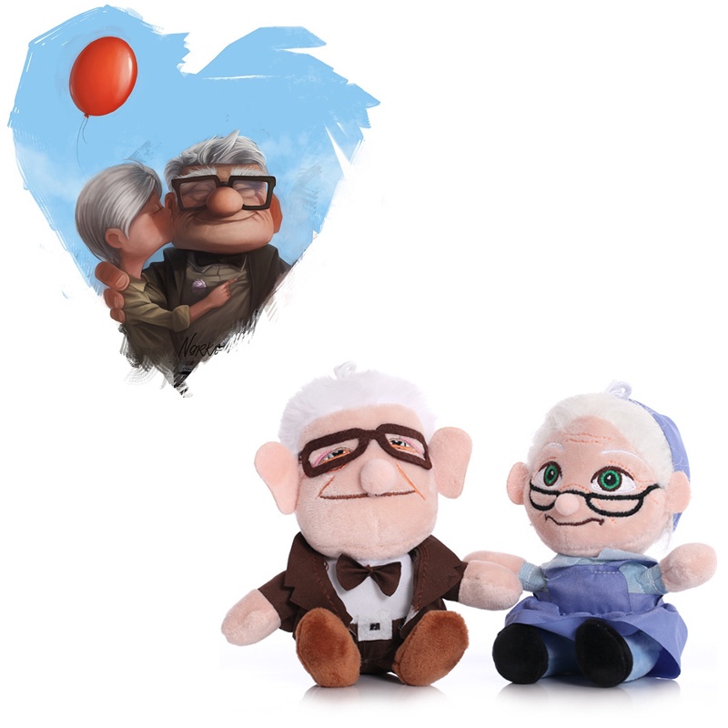 Ready Stock !!! 15cm UP Carl Fredricksen &amp; Wife Ally Plush Toys Doll Stuffed Soft Toys