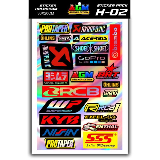 

Sticker Pack Hologram Stiker Paketan Decal Vinyl Racing Paketan Sponsor Brand Helm Motor Mobil Balap