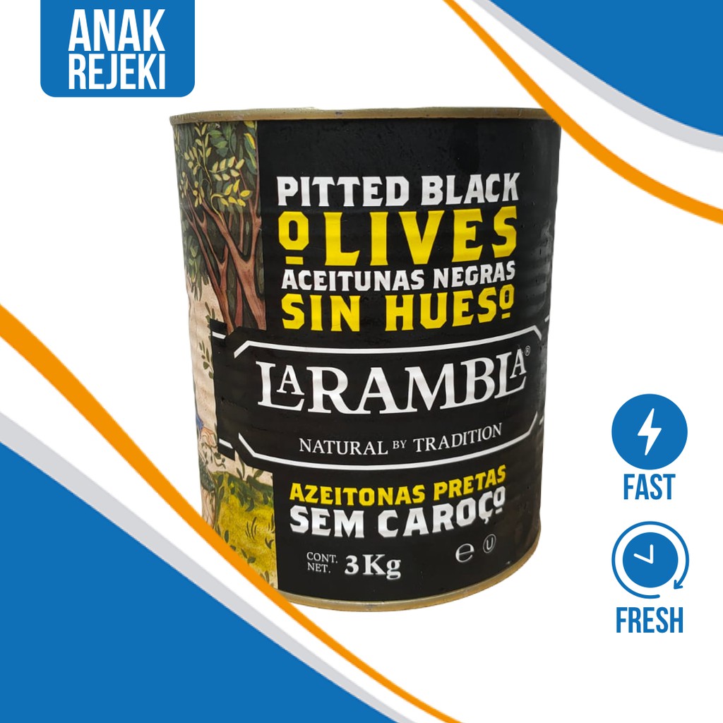 

La Rambla Pitted Black Olives 3kg - Buah Zaitun Olive Hitam Spain