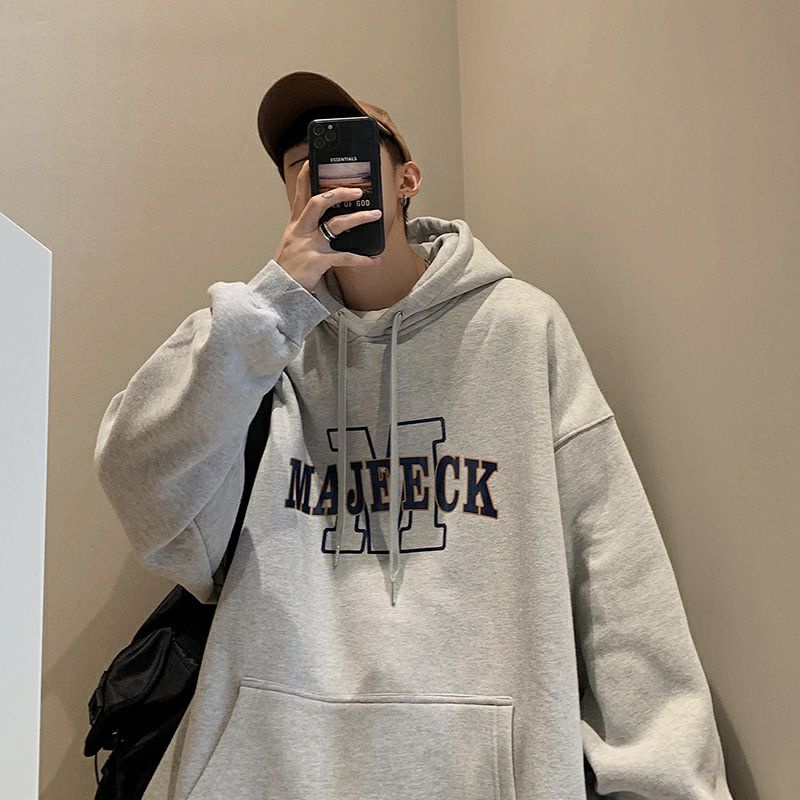 (S - 6XL) Hoodie Fleece JUMBO S M L XL 2XL 3XL 4XL 5XL 6XL Korean Style MAJEECK Oversize Unisex Jaket Sweater Abu Hitam Navy