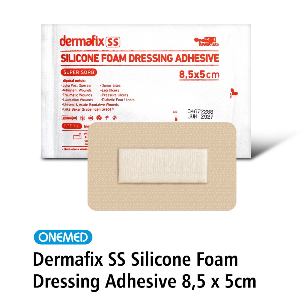 Dermafix Silicone Foam Super Sorb Dressing Adhesive 8.5x5cm 1Pcs OJ2