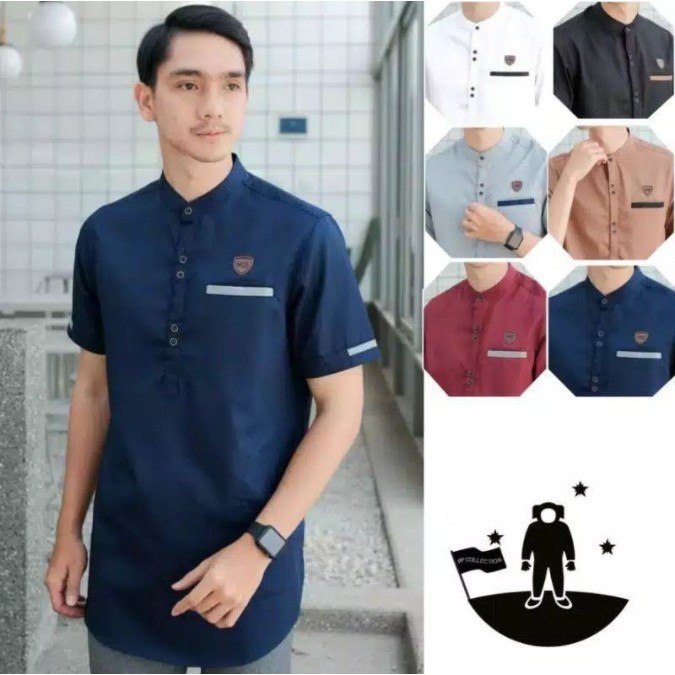 Baju Koko Kurta Dewasa Lengan Pendek Material Catton Adem Serap Keringat