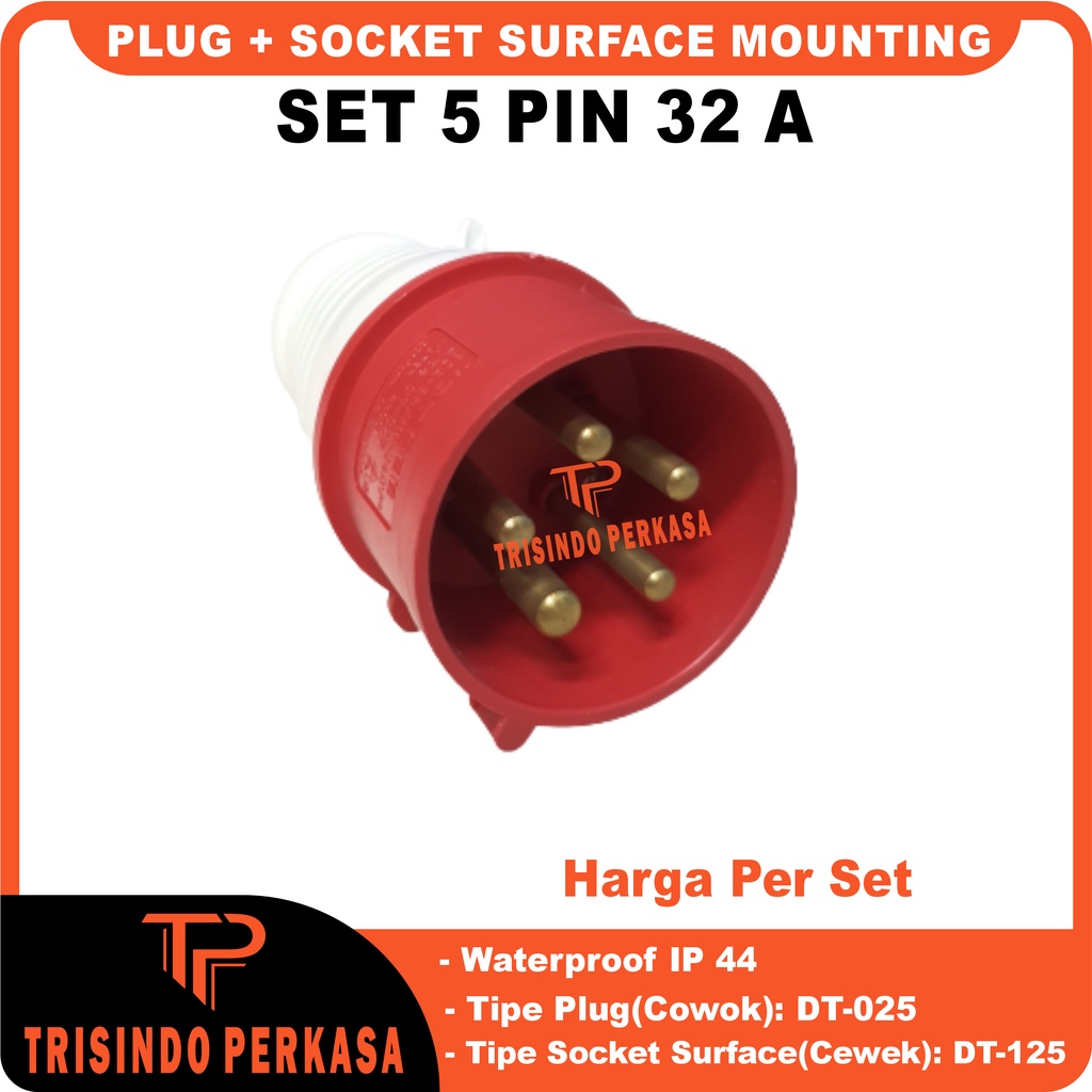 Plug Socket industri/Industry Surface Mounting 5 Pin 5P 32A (025+125)