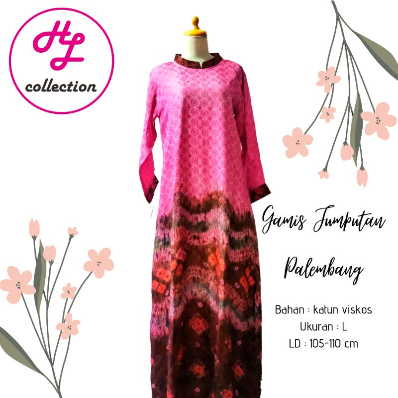 Gamis Kaftan Jumputan Palembang Syari bahan katun viskos nyaman dan adem