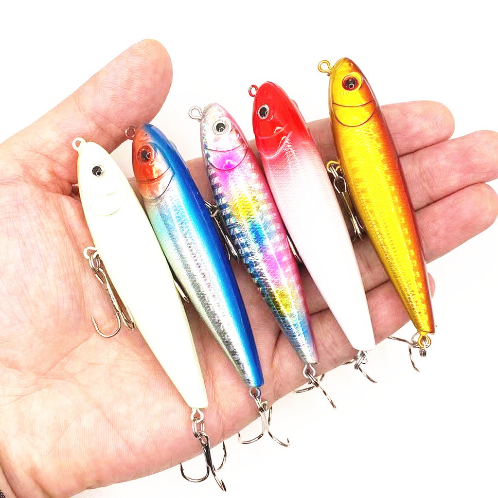 Shengyao 1Pcs Luminous Pencil Minnow Umpan Pancing 8cm 8g Swimbait Fishing Lure Ikan Bass Wobbler Kail Memancing Tackle