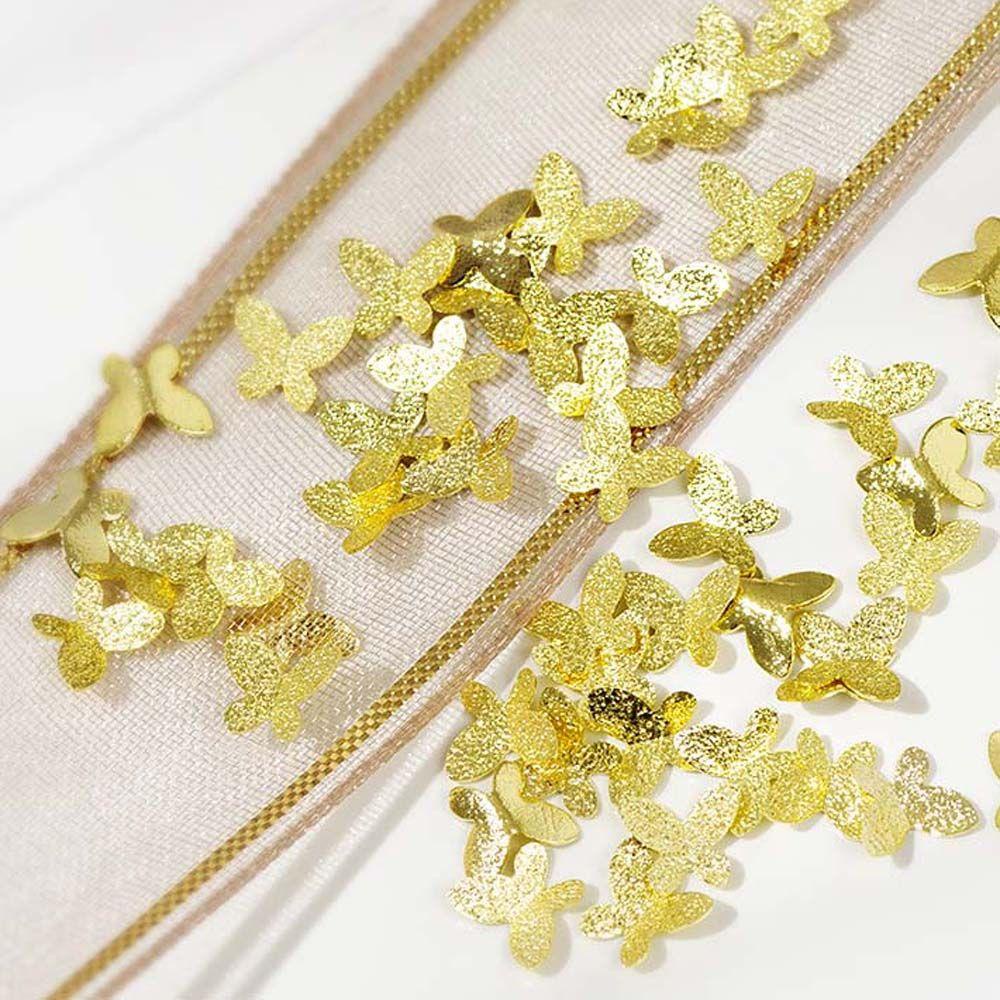 Mxbeauty Butterfly Nail Art Dekorasi Wanita Fashion Warna Emas Logam Kupu-Kupu Hiasan Kuku Ukuran Campur Perhiasan Kuku 3D