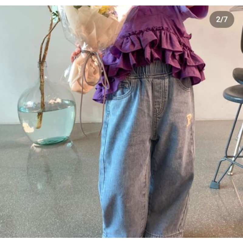 3IN1 Set Anak Cewek + Rompi Jeans/Baju Import Anak/ 3-7 Tahun