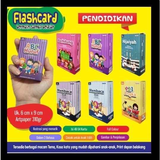 Flash Card Edukasi Anak Berhitung Abc Huruf Huruf Hijaiyah Membaca Angka 123